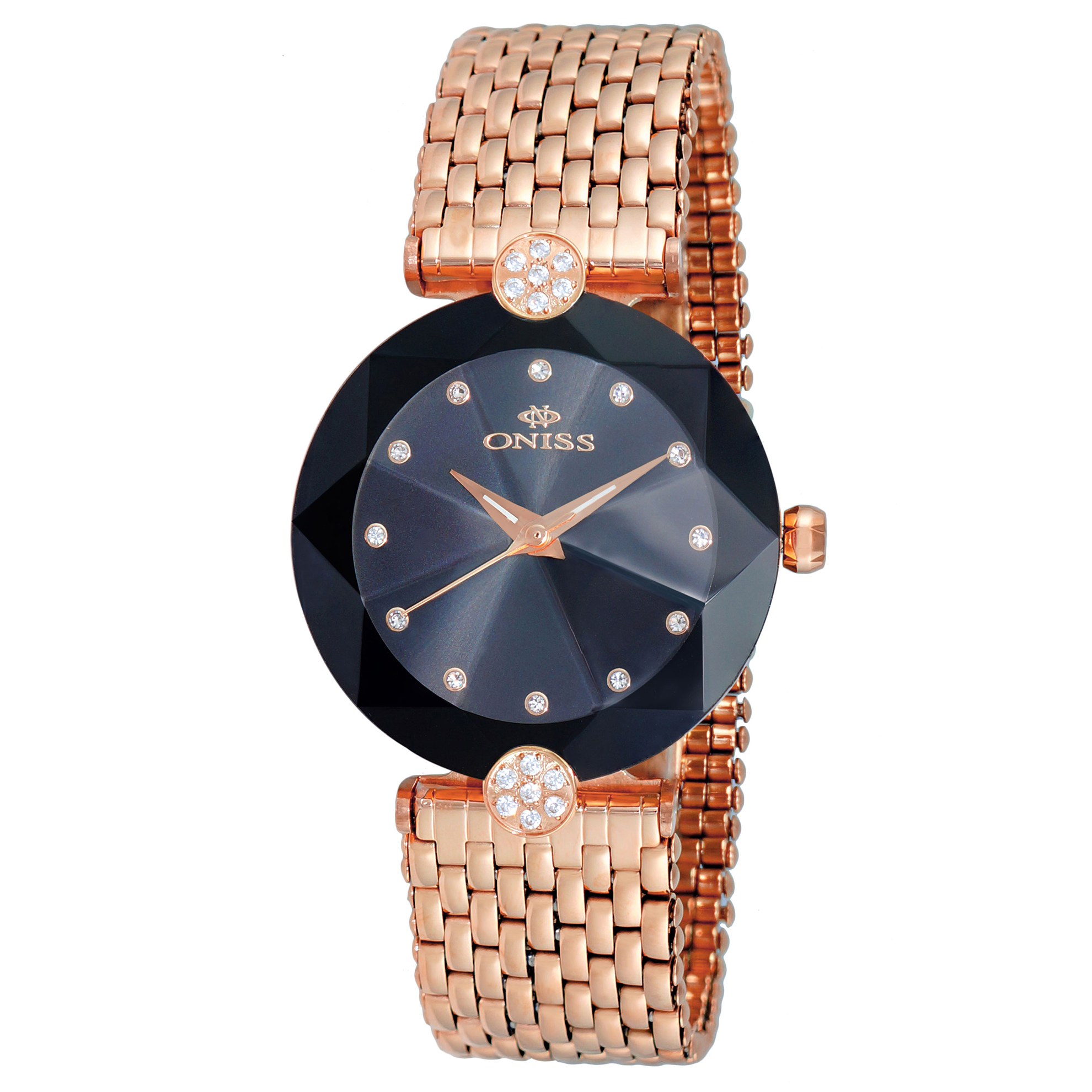 Oniss ON8777-LRGBK Oniss Milan Facetta Rose Gold Black Dial