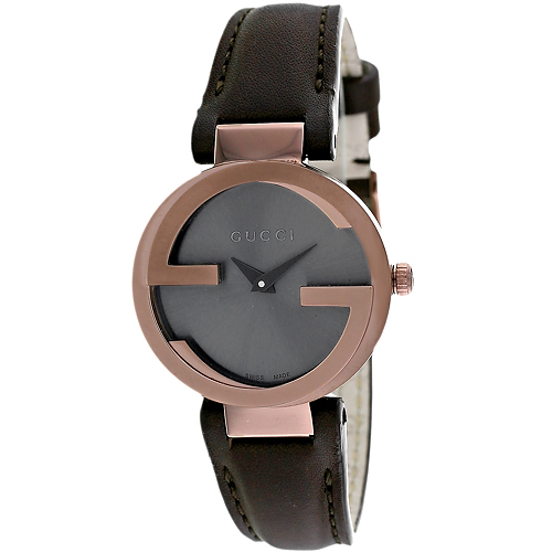 YA133504 Gucci Womens Interlocking YA133504 Brown Band Grey Dial