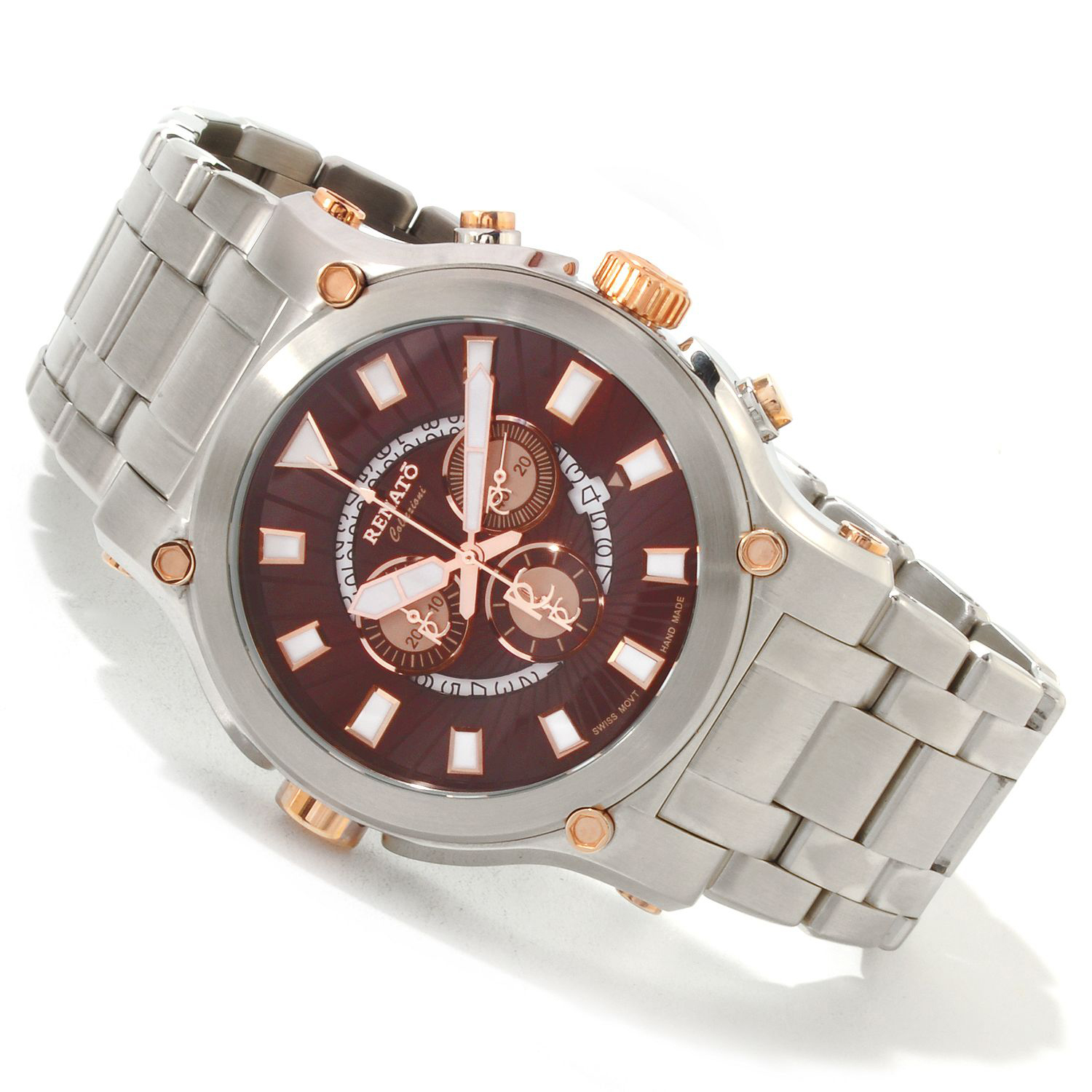 Renato 50CSR-BR-50CSR-5040D Renato Robusto 50 Swiss Chronograph Stainless Steel Brown Dial