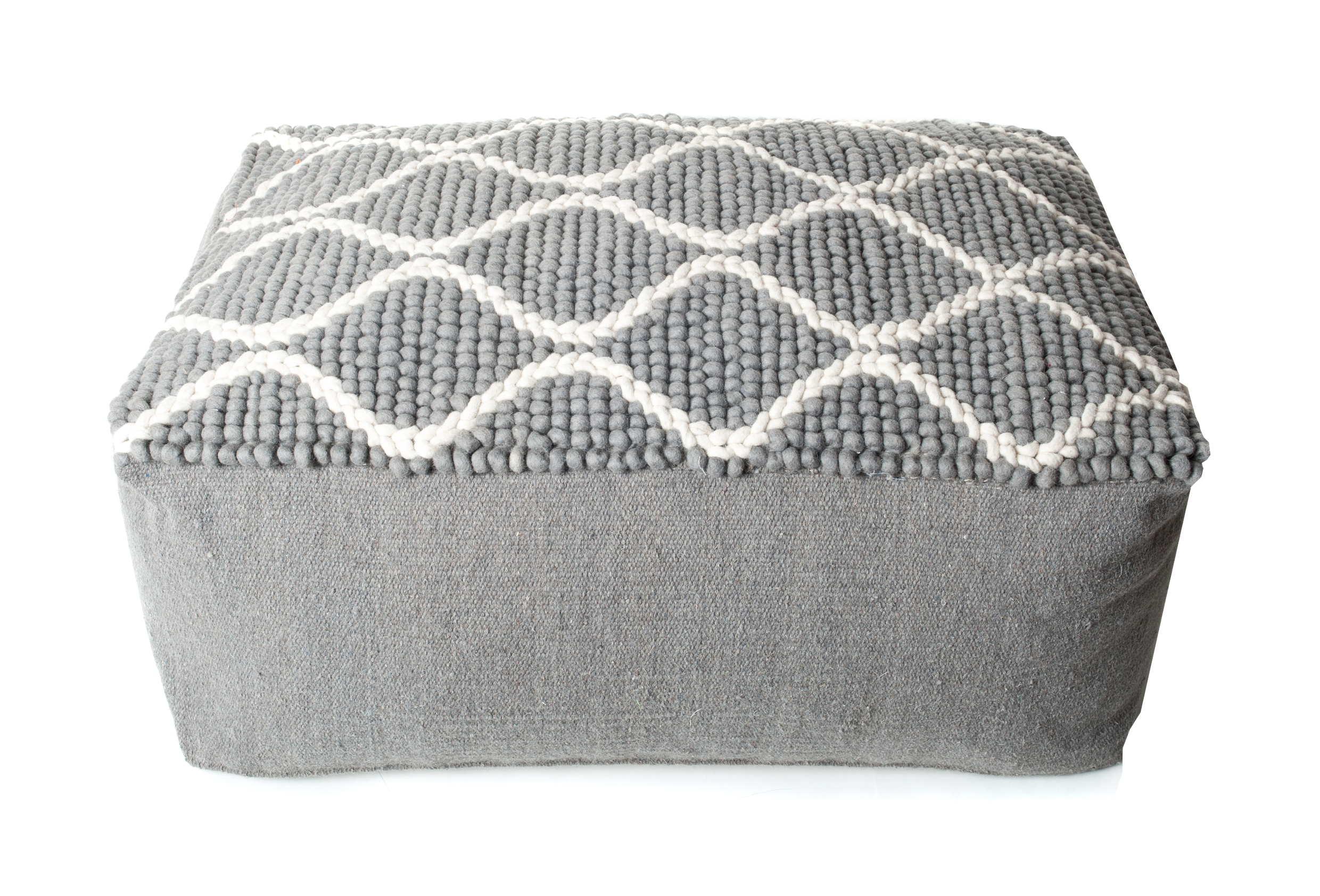 284415.SWL-GRY-WHT Swirl Grey/ White Pouf Ottoman by TrendSage