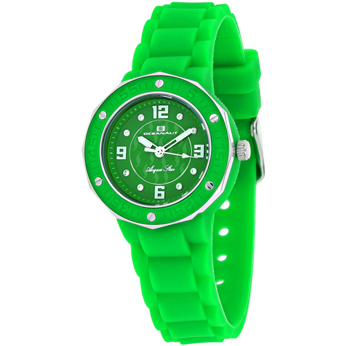 OC0439 Oceanaut Ladies Acqua Star Green Rubber Strap