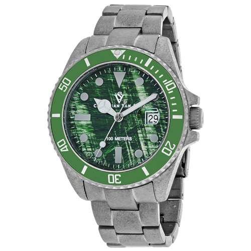 CV5102B Christian Van Sant Mens Montego Vintage Silver Band Green Dial