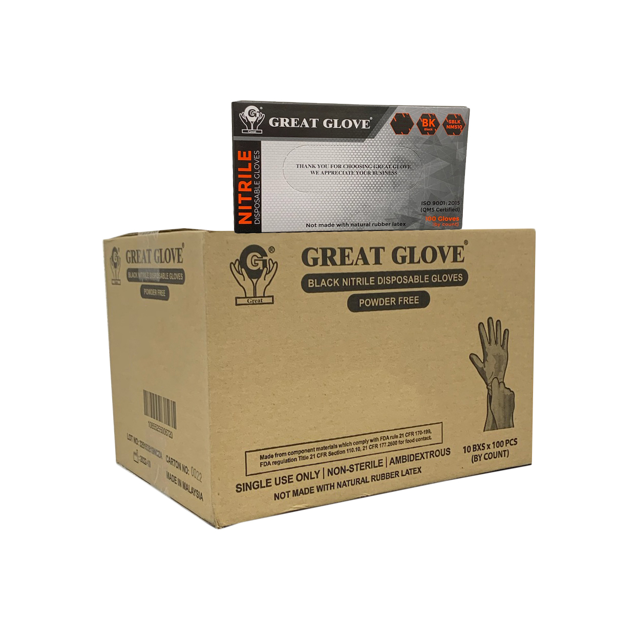 Great Glove NM50000 Great Glove  Black Nitrile Gloves Power Free 3.5 mil Free Shipping