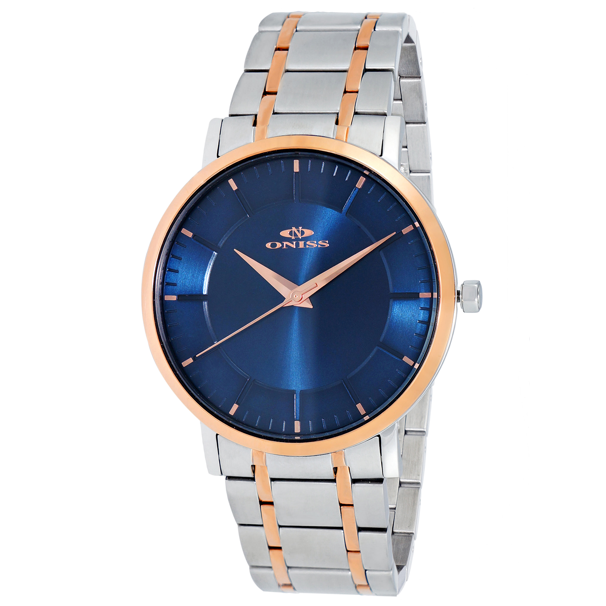 Oniss ON5212-MTTRG-BU Oniss Florence Slim Two-Tone Rose Gold Blue Dial