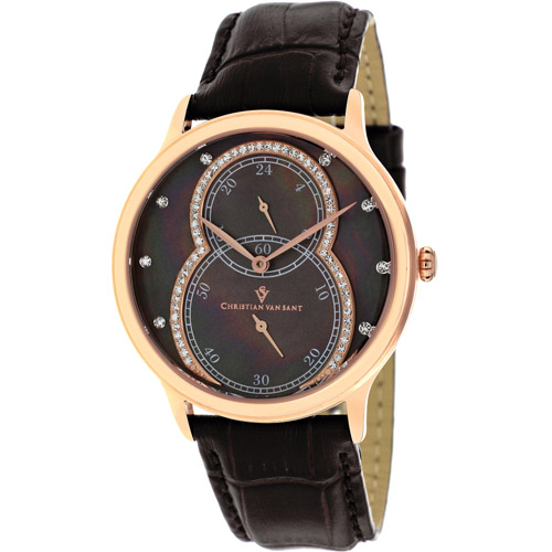 CV5413 Christian Van Sant Ladies Infinie Rose Gold Brown MOP Dial Leather Strap