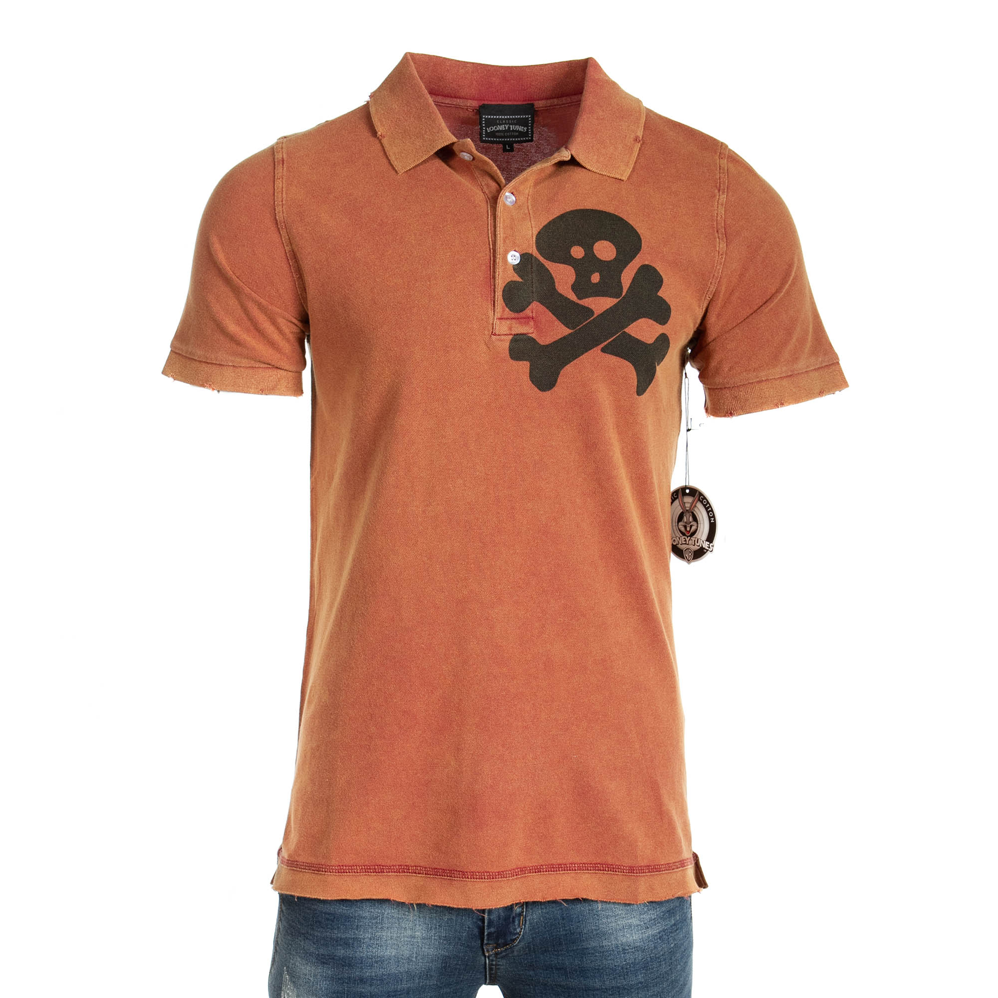 Raw7 Men's Looney Tunes Wile E. Coyote Burnt Orange Polo Shirt, Price: $39