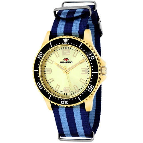 SP5419NBL Seapro Womens Tideway Black Blue Band Gold Tone Dial