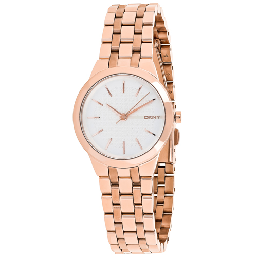 NY2492 DKNY Womens Park Slope Rose gold Band Silver Dial