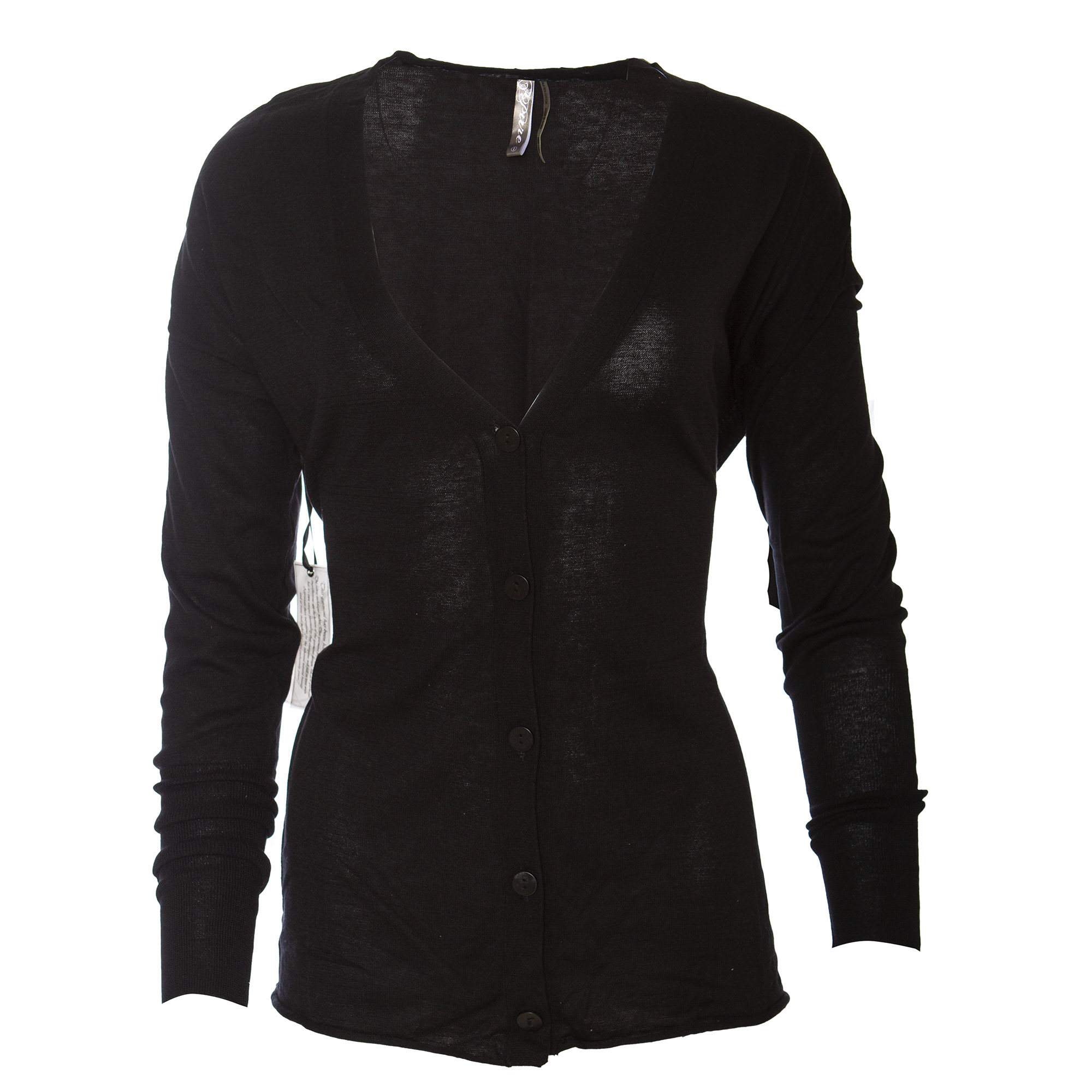 P10A50-1 Pure by Raw7 Women's Black V Neck Cardigan