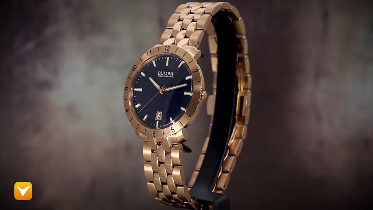 Sold out Bulova 97B130 Bulova Accutron II Ultra High Frequency Rose Gold Blue Dial