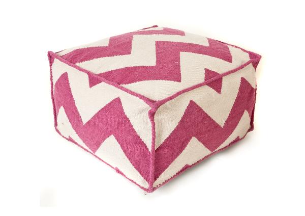 Hot Pink Chevron Outdoor Polyester Pouf Ottoman by TrendSage, Price: $201