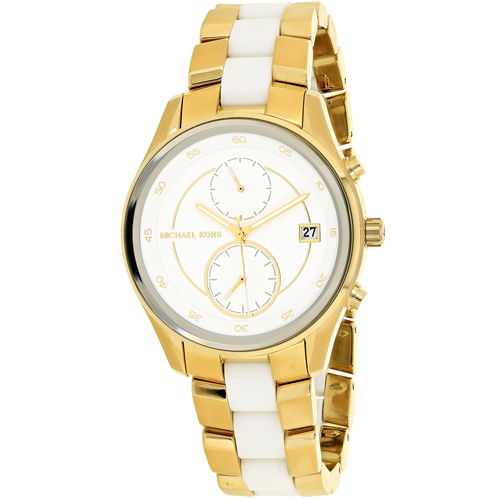 MK6466 Michael Kors Womens Briar Gold and White Band White Dial