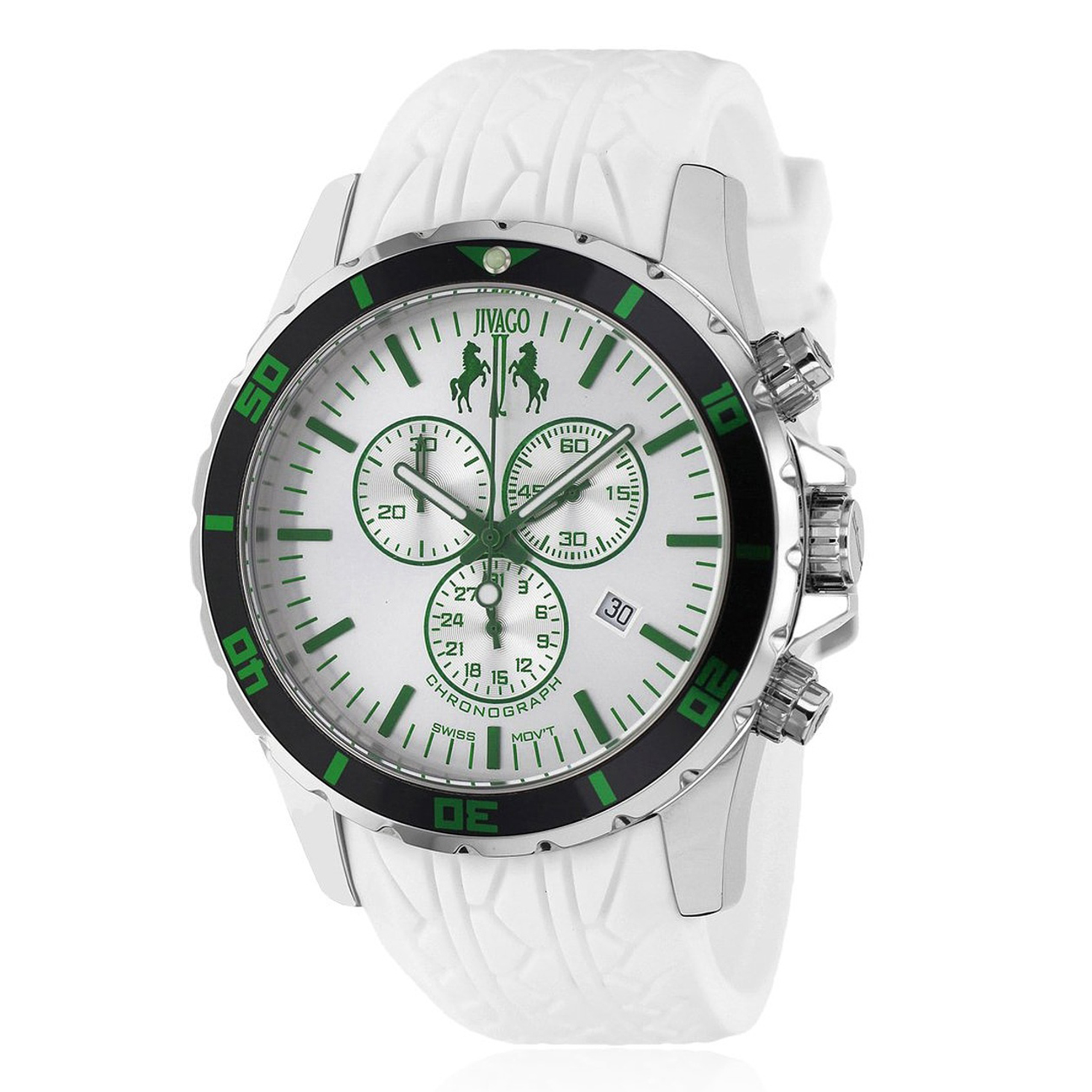 Jivago JV0126 Jivago Men's Ultimate Sport Chronograph White/Green White Rubber Strap