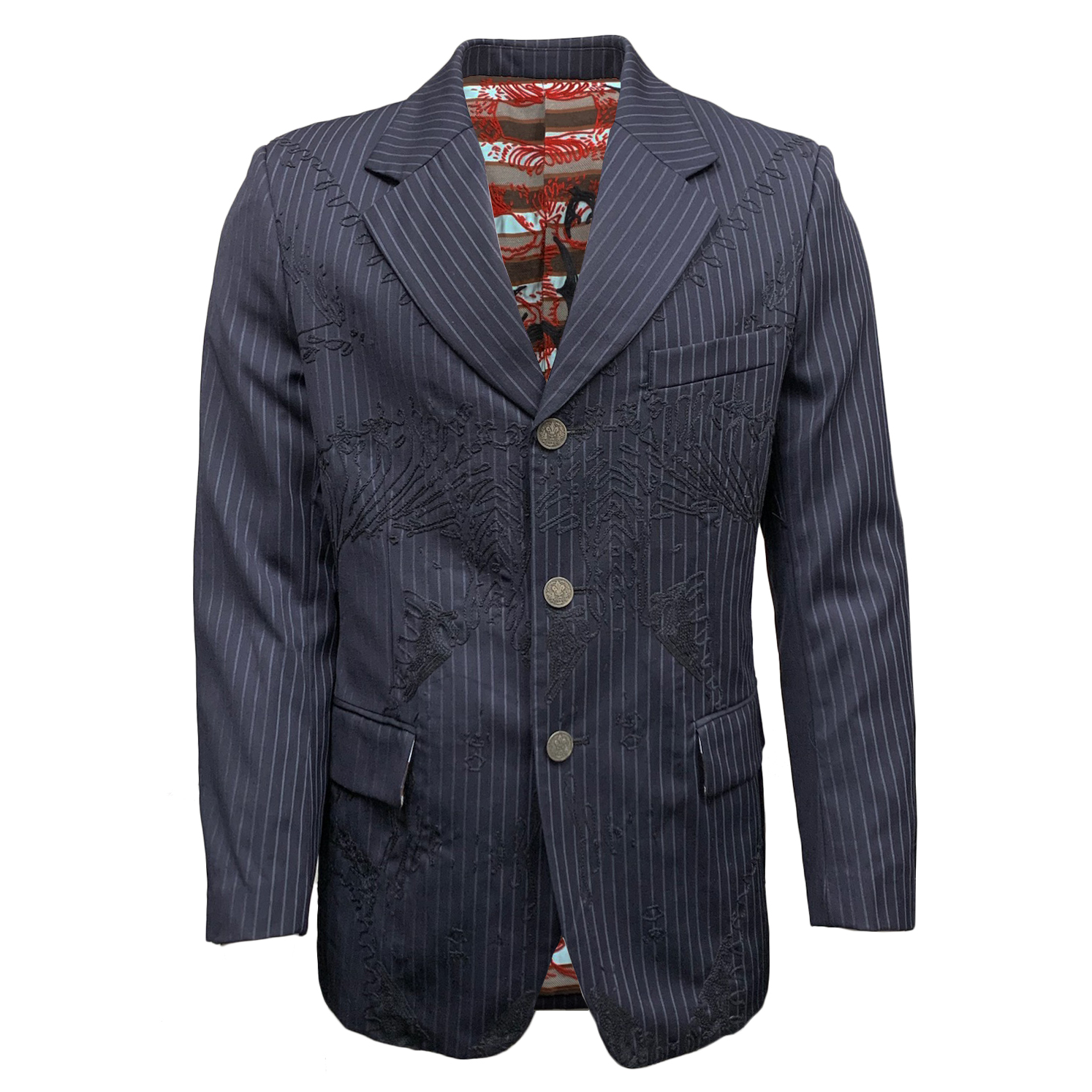 W73103-BATS Asylum by Raw7 Men's Pinstripe Blazer 