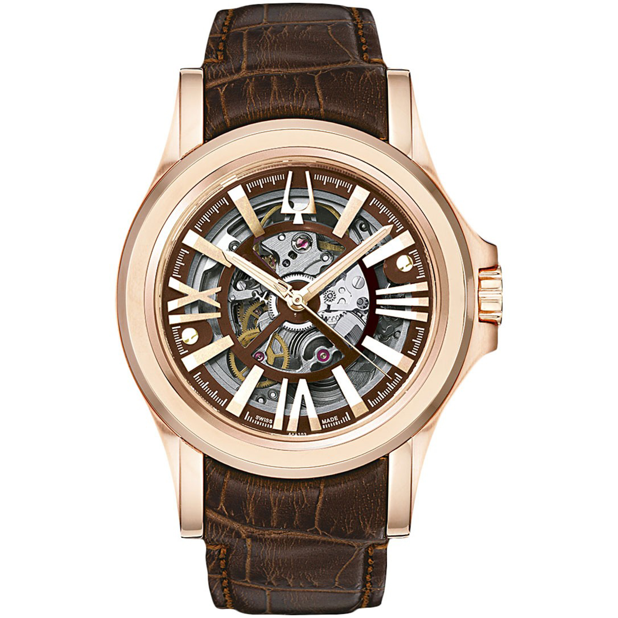 Sold out Bulova Accutron 64A103 Display Sample Bulova Accutron Men s Kirkwood Skeleton 26 Jewel Swiss Made Rose Gold