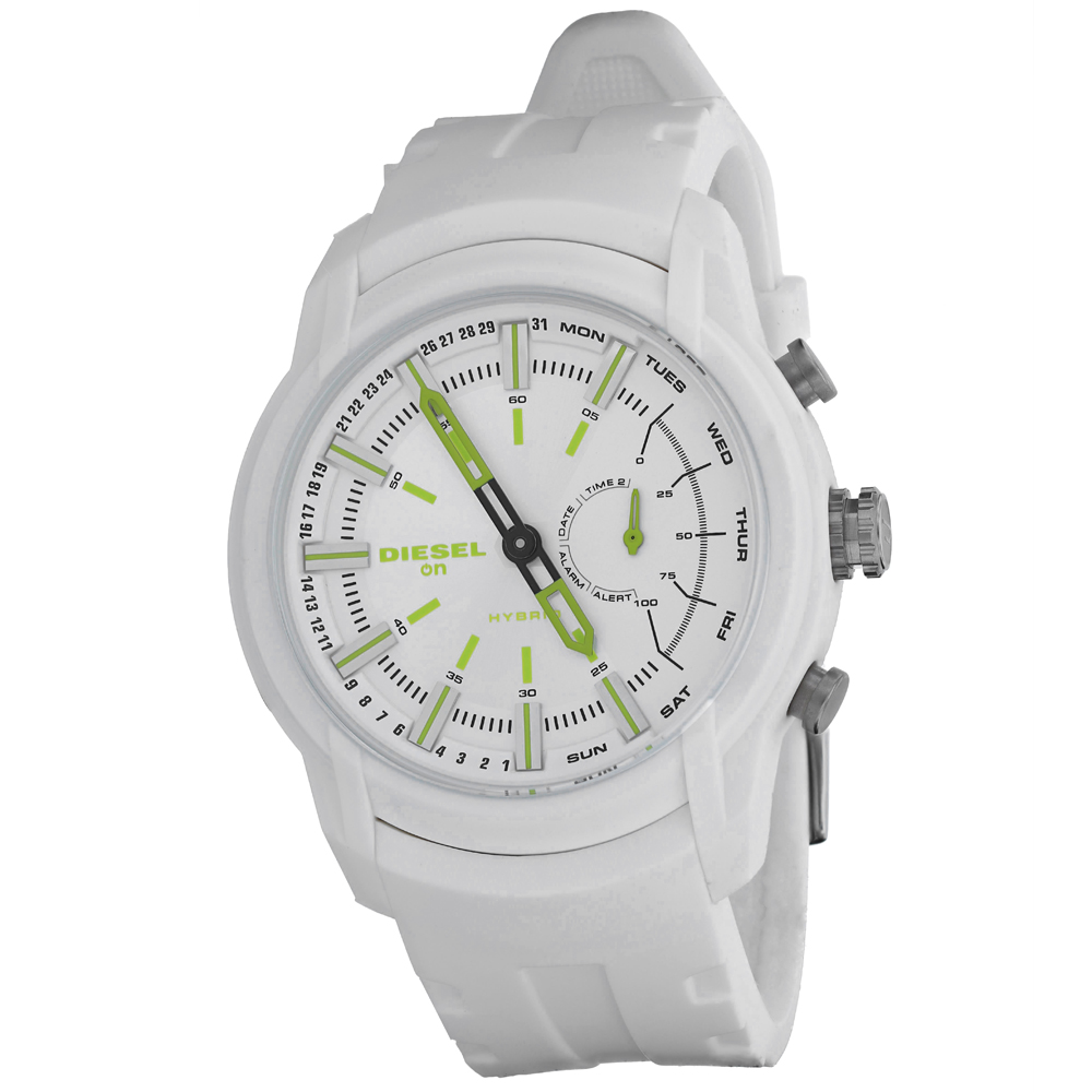 Diesel DZT1015 Diesel Mens Armbar Hybrid White Band Silver Dial