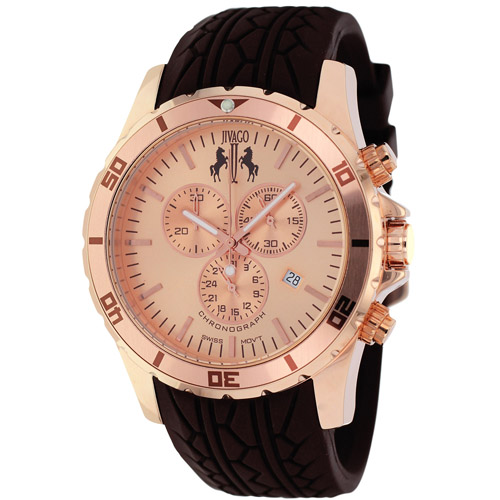 JV0122 Jivago Mens Ultimate Brown Band Rose gold tone Dial