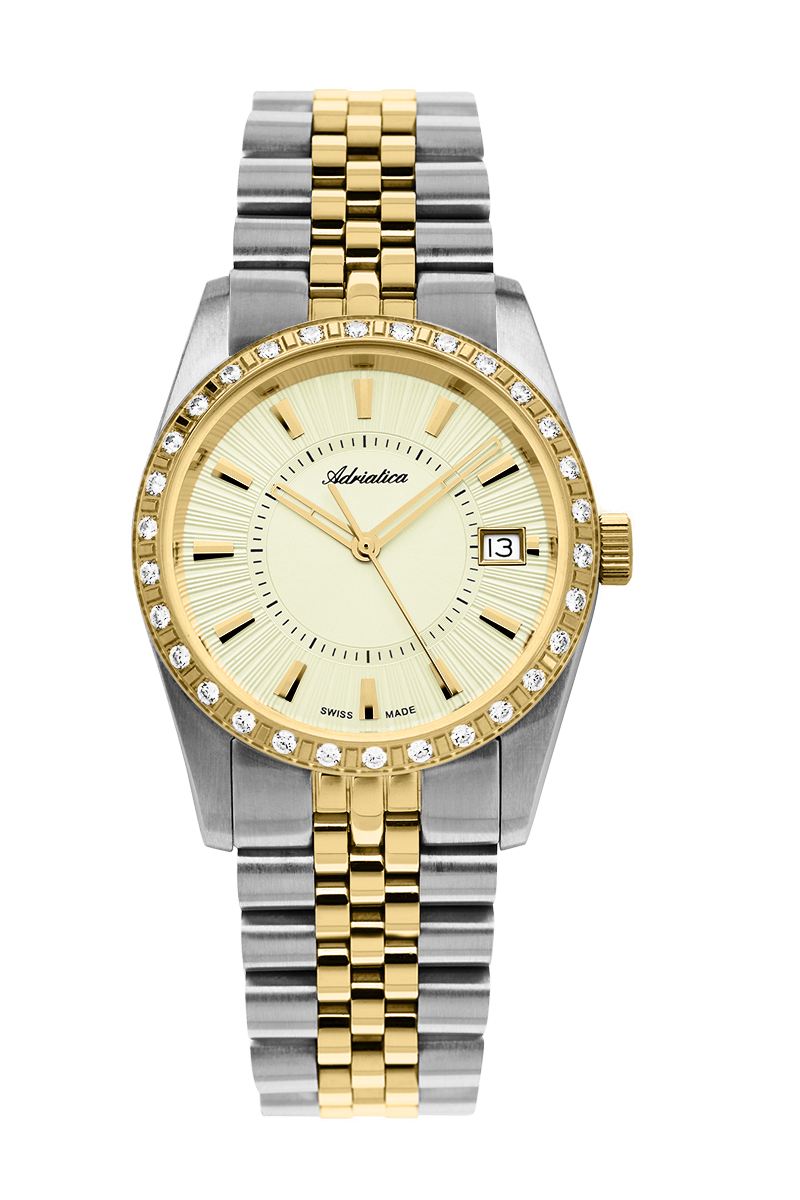 Adriatica A3801.2111QZ Adriatica Women 3801 CJ 35mm Gold Dial  Swiss Made  Champ Dial  Mineral Glass