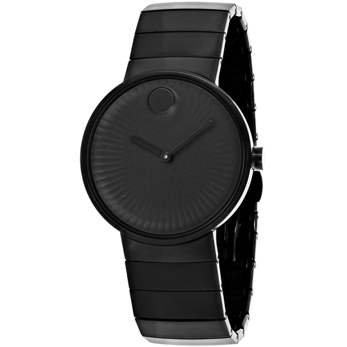 3680007 Movado Mens Edge 3680007 Black Band Black Dial